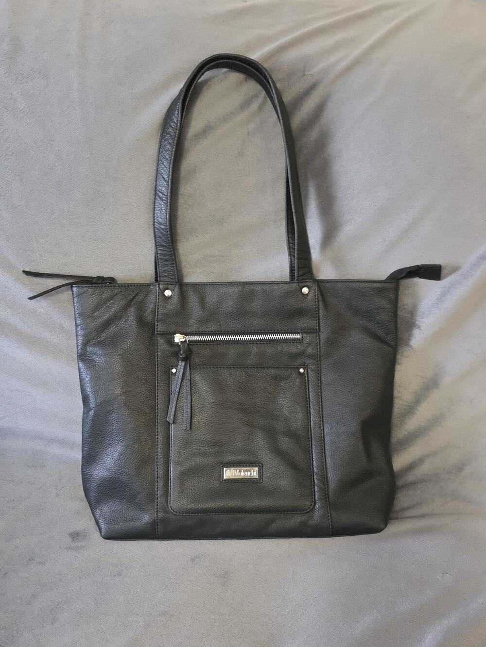 Valenchi Large Black Genuine Leather Purse Shoulder Handbag Tote Bag Women